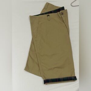 Classic Khaki Chinos with Plaid Detail